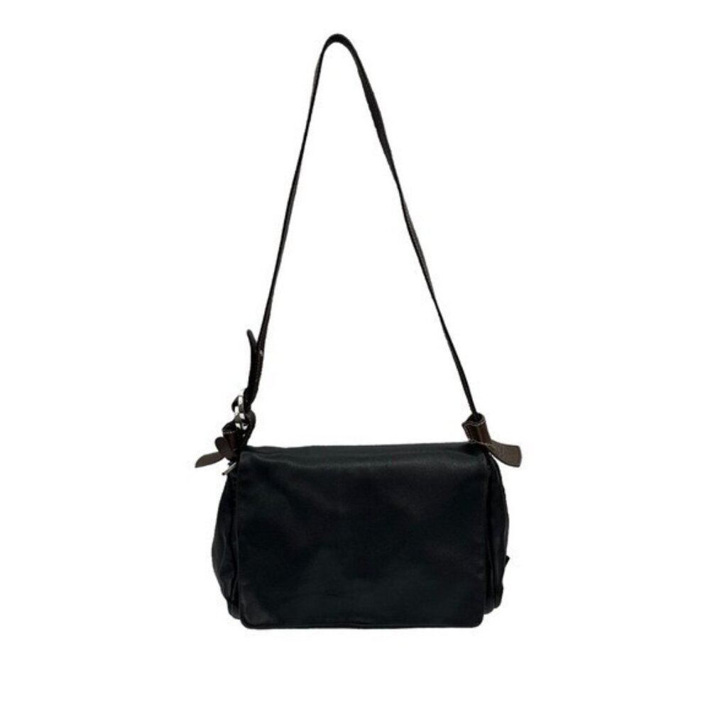 Francesco Biasia Black Leather Shoulder Bag with Brown Strap - Picture 2 of 16